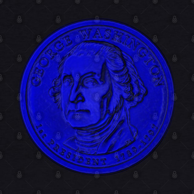 USA George Washington Coin in Blue by The Black Panther